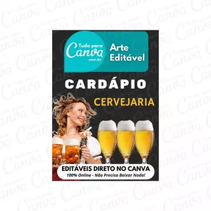 Imagem principal do produto Canva Pack Editável - Cardápio de Cervejaria + 5 Kits Bônus