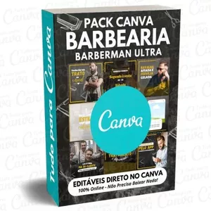 Imagem principal do produto Pack Canva Editável - Barbearia Barberman Ultra + 5 Kits Bônus