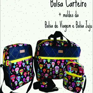 Imagem de capa para o Curso online Aula da Bolsa Carteiro  com três moldes