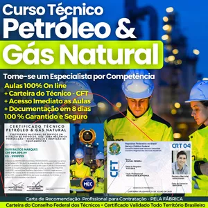 Imagem do curso Curso Técnico de Petróleo e Gás Natural por Competência (Video Aulas + Ebook)