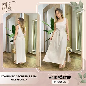 Imagem de capa para o Ebook Conjunto Cropped e Saia Midi Marilia
