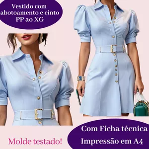 Imagem de capa para o Ebook molde vestido com abotoamento e cinto ref 2514