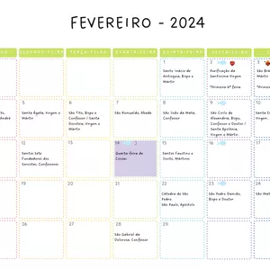 Imagem de capa para o Ebook Calendário Tradicional 2024 até junho - com números
