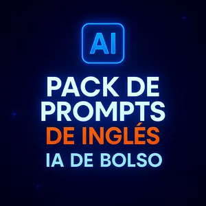 Imagem de capa para o Ebook Pack de Prompts de Inglês – IA de Bolso
