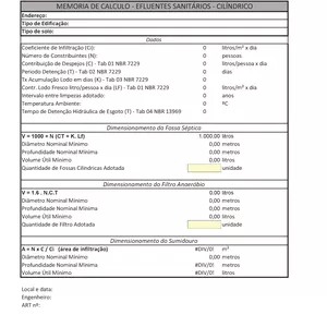 Imagem de capa para o Curso online CALCULO PARA DIMENSIONAMENTO DE FOSSA+FILTRO+SUMIDOURO NO EXCEL