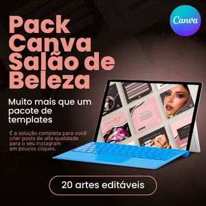 Imagem de capa para o Curso online Pack Salão de Beleza – Com 20 Posts editáveis no Canva