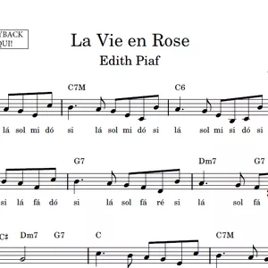 Imagem de capa para o Ebook La Vie en Rose (Edith Piaf) - Partitura Simplificada com Playback