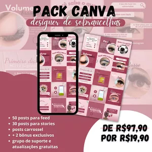 Imagem de capa para o Curso online Pack Canva Designer de Sobrancelhas