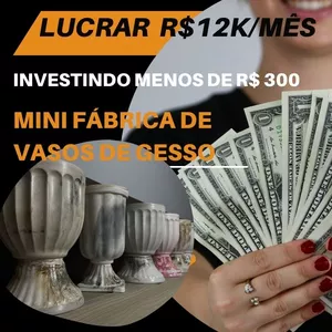 Imagem do curso Lucre 12K/mês investindo menos de R$300,00 em uma mini fábrica de vazos decorativos de gesso marmorizados