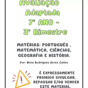 Imagem de capa para o Ebook Avaliação Adaptada 7° ANO -  3° Bimestre