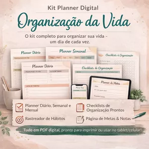 Imagem de capa para o Ebook Planner Digital Completo de Organização.