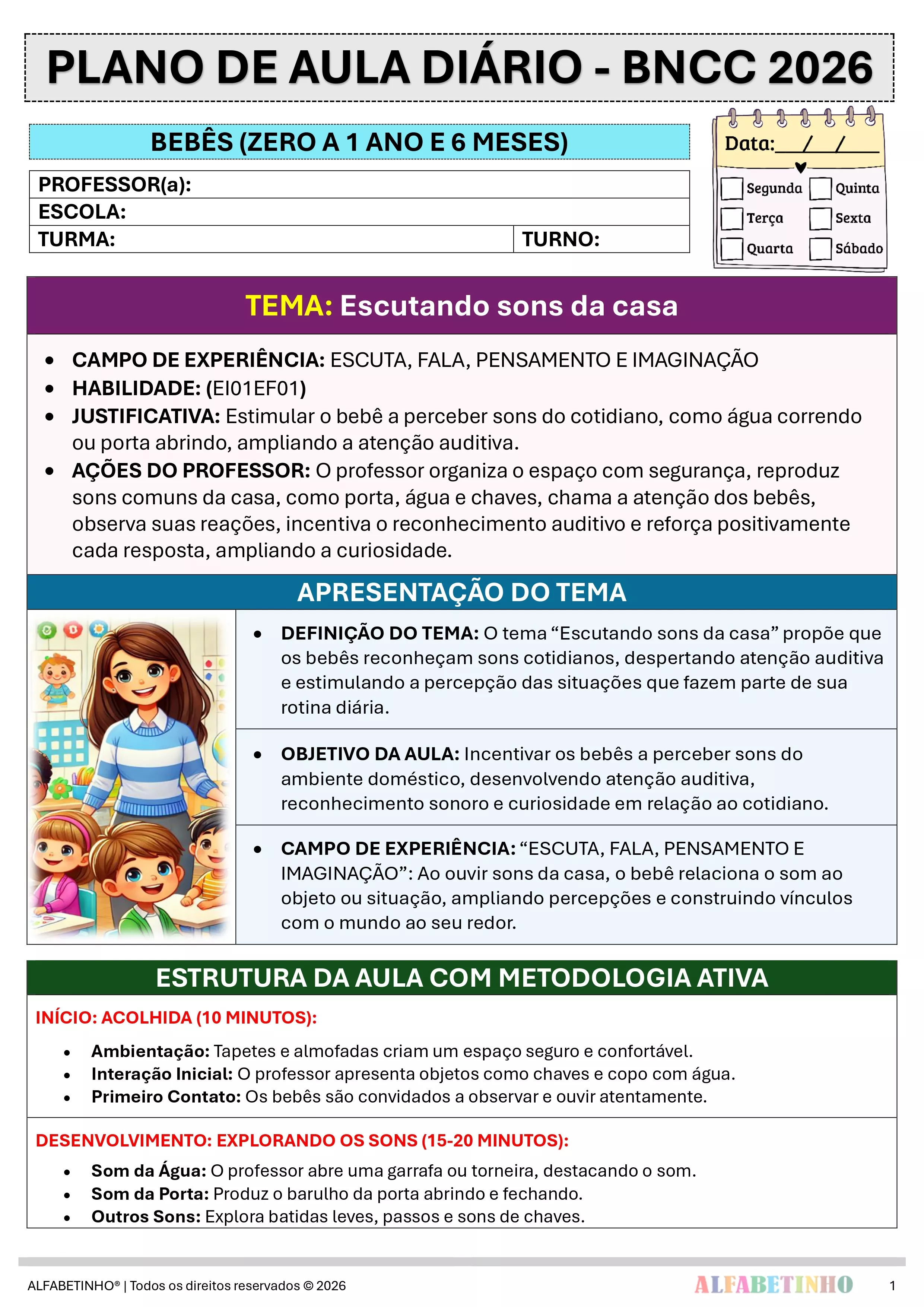 berçário de zero a 1 ano e 6 meses – Planos e Atividades