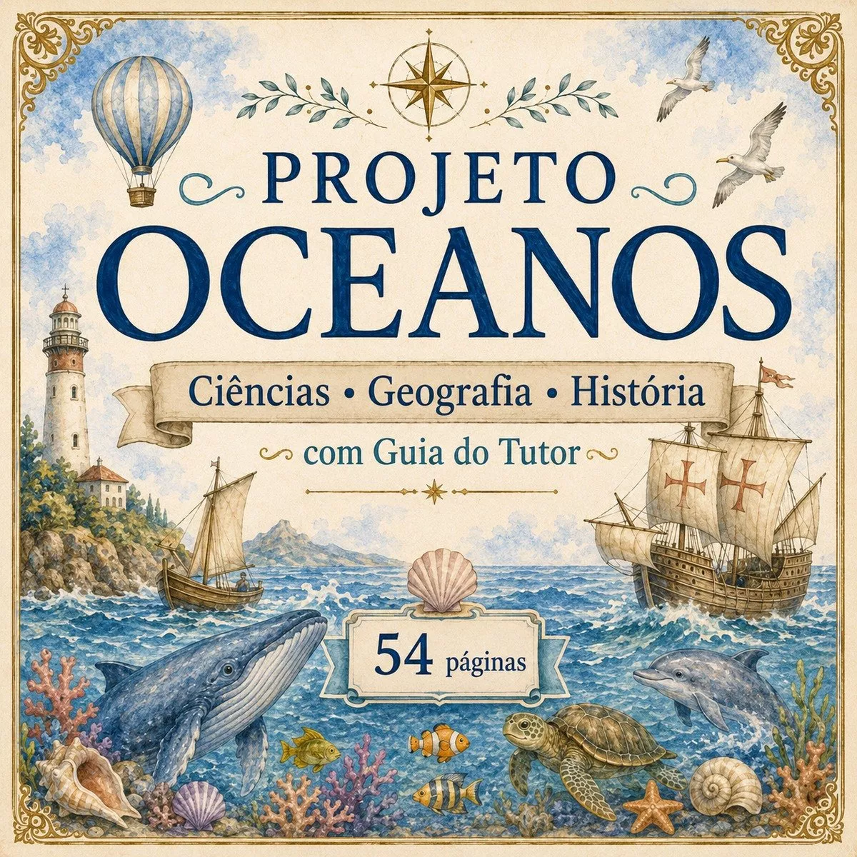 Capa do Projeto Oceanos com atividades de Ciências, Geografia e História para crianças de 4 a 6 anos