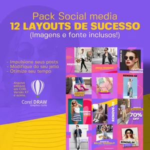 Imagem de capa para o Curso online 12 lAYOUTS DE SUCESSO para Social Media