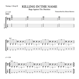 Cover image for Online course KILLING IN THE NAME (Rage Against The Machine) Bass Score &amp; Tab Lesson