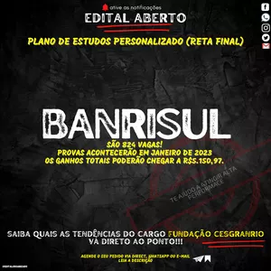 Imagem de capa para o Ebook PLANO DE ESTUDOS BANRISUL 2022/23 – ESCRITURÁRIO (PÓS-EDITAL) (PLANO DE ESTUDOS + ANALISE DA BANCA)