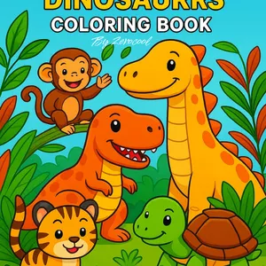 Cover image for Ebook Animals and Dinosaurs – Coloring Book (Downloadable PDF)