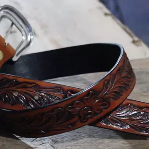 Como fabricar cinto bordado em couro com efeito 3D sombreado>