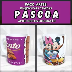 Imagem de capa para o Curso online Pack Artes Digitais Para Sublimação Em Canecas Páscoa Coelho Chocolate