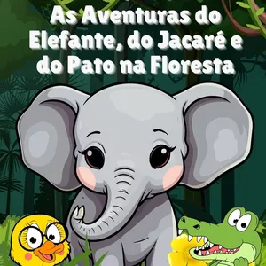 Imagem de capa para o Ebook As Aventuras do Elefante, do Jacaré e do Pato na Floresta 