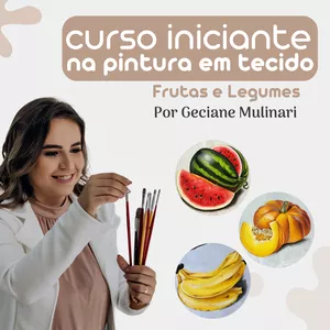 Imagem de capa para o Curso online Curso Iniciante na Pintura em Tecido - Frutas e Legumes