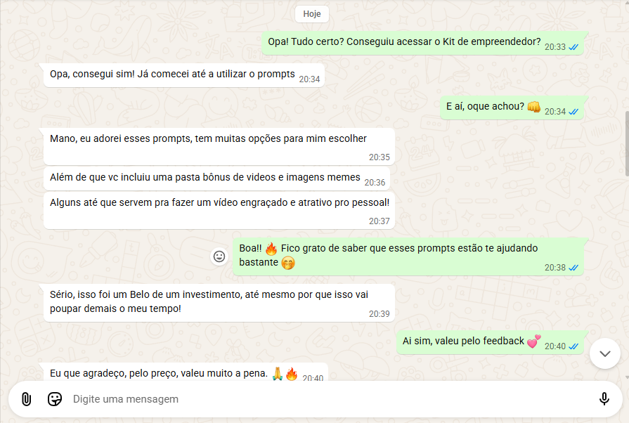 Clientes compartilhando a experiência 🚀
