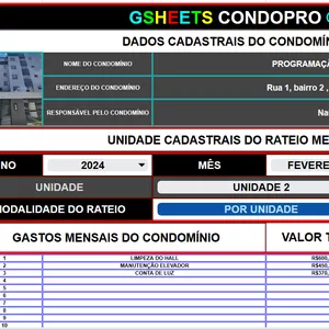 Planilha GSHEETSCONDOPRO - PLANILHA COMPLETA PARA CONDOMÍNIOS