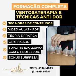 Imagem de capa para o Curso online FORMAÇÃO EM VENTOSATERAPIA E TÉCNICAS ANTIDOR