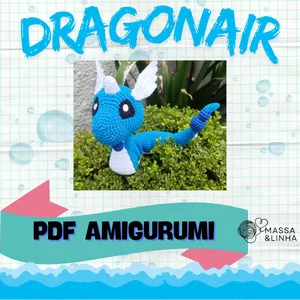 Imagem de capa para o Ebook Padrão amigurumi Dragonair em PDF