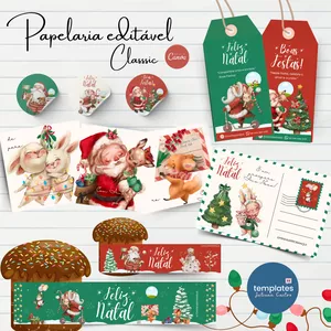 Imagem de capa para o Ebook Papelaria Natal Classic editável Canva
