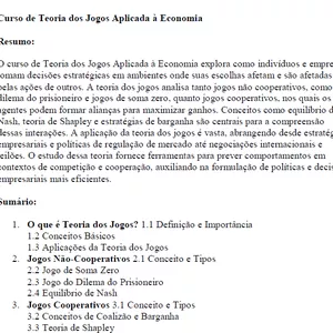 Imagem de capa para o Ebook Curso de Teoria dos Jogos Aplicada à Economia