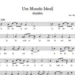Imagem de capa para o Ebook Um Mundo Ideal (Aladdin) - Partitura Facilitada em Sol Maior