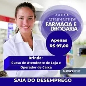Imagem de capa para o Curso online CURSO ATENDENTE DE FARMÁCIA EAD - GANHA DE BRINDE CURSO OPERADOR DE CAIXA + CURSO DE ATENDENTE DE LOJA 3 CERTIFICADOS REGISTRADOS