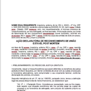 Imagem de capa para o Curso online Modelo de Petição de Ação de Reconhecimento de União Estável Post Mortem (pós morte)