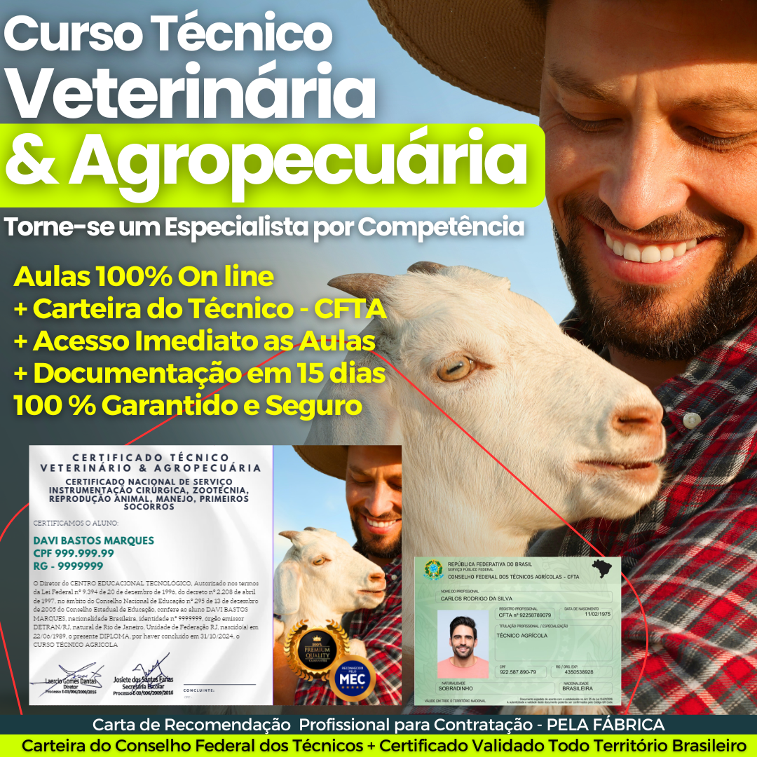 Curso Técnico Veterinária & Agropecuária por Competência (Video Aulas + Ebook)
