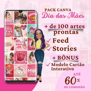Imagem de capa para o Curso online Pack Canva Dia das Mães 2.0 | Raquel Oliveira 