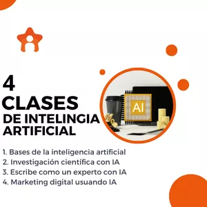 Imagen de portada para Curso online 4 Clases de Inteligencia Artificial - Conceptos - Investigación - Escritura - Marketing Digital