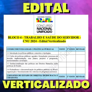 Imagem de capa para o Ebook BLOCO 4 - TRABALHO E SAÚDE DO SERVIDOR - CNU 2024 - Edital Verticalizado