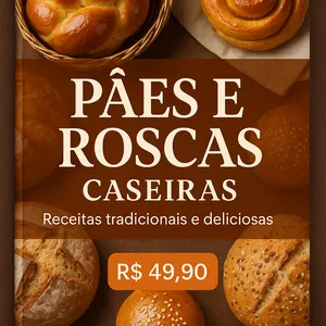 Imagem de capa para o Ebook Pães e Roscas Caseiras – Receitas Lucrativas e Irresistíveis