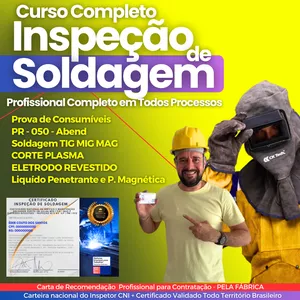 Imagem do curso Curso Completo de Inspeção de Soldagem N1 e N2 + EVS - Apostilas e Vídeo Aulas