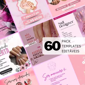 Imagem de capa para o Ebook Pack de Templates Instagram - Manicure