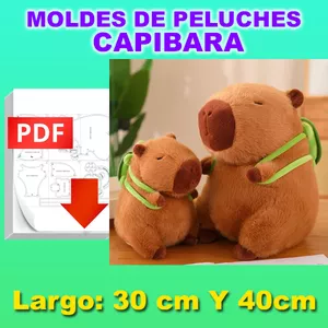 Imagen de portada para Ebook MOLDE DE PELUCHE CAPIBARA 30cm y 40cm DE ALTURA, EN PDF IMPRIMIBLE EN TAMAÑO OFICIO o A4.
