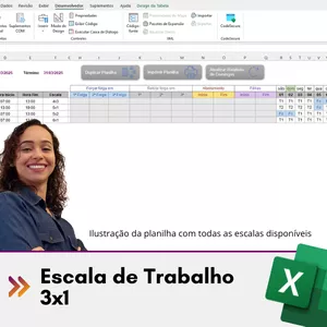 Imagem de capa para o Curso online Escala de Trabalho Mensal 3x1 [Planilha] - 05 Aces.