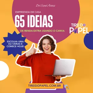 Imagem de capa para o Ebook 65 Ideias de renda extra usando o Canva