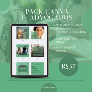 Imagem de capa para o Curso online Pack Advocacia - 50 templates editáveis 