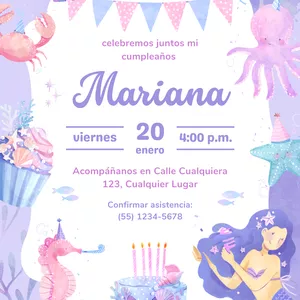 Imagen de portada para Ebook Diseño de invitaciones temáticas de sirena para celebraciones infantiles