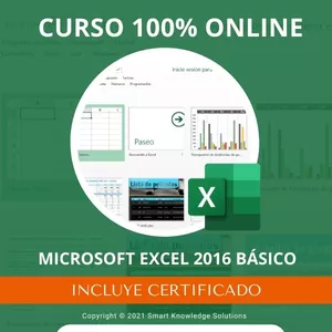 Imagen de portada para Curso online Curso completo 100% Online de Microsoft Excel 2016 Básico incluye libro y certificado   