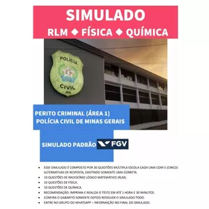 Imagem de capa para o Curso online Simulado Perito Criminal PCMG - FGV