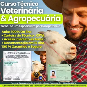 Curso Curso Técnico Veterinária & Agropecuária por Competência (Video Aulas + Ebook)