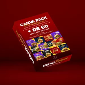 Imagem de capa para o Ebook Canva Pack Hamburgueria +60 templates editáveis